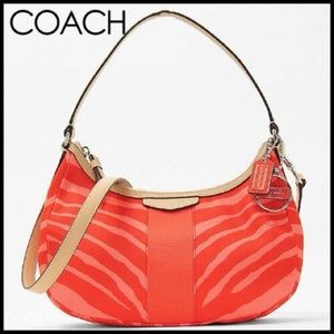 New Coach Demi Crossbody Purse Zebra Print Hot Orange/Tan F27386 SVC91